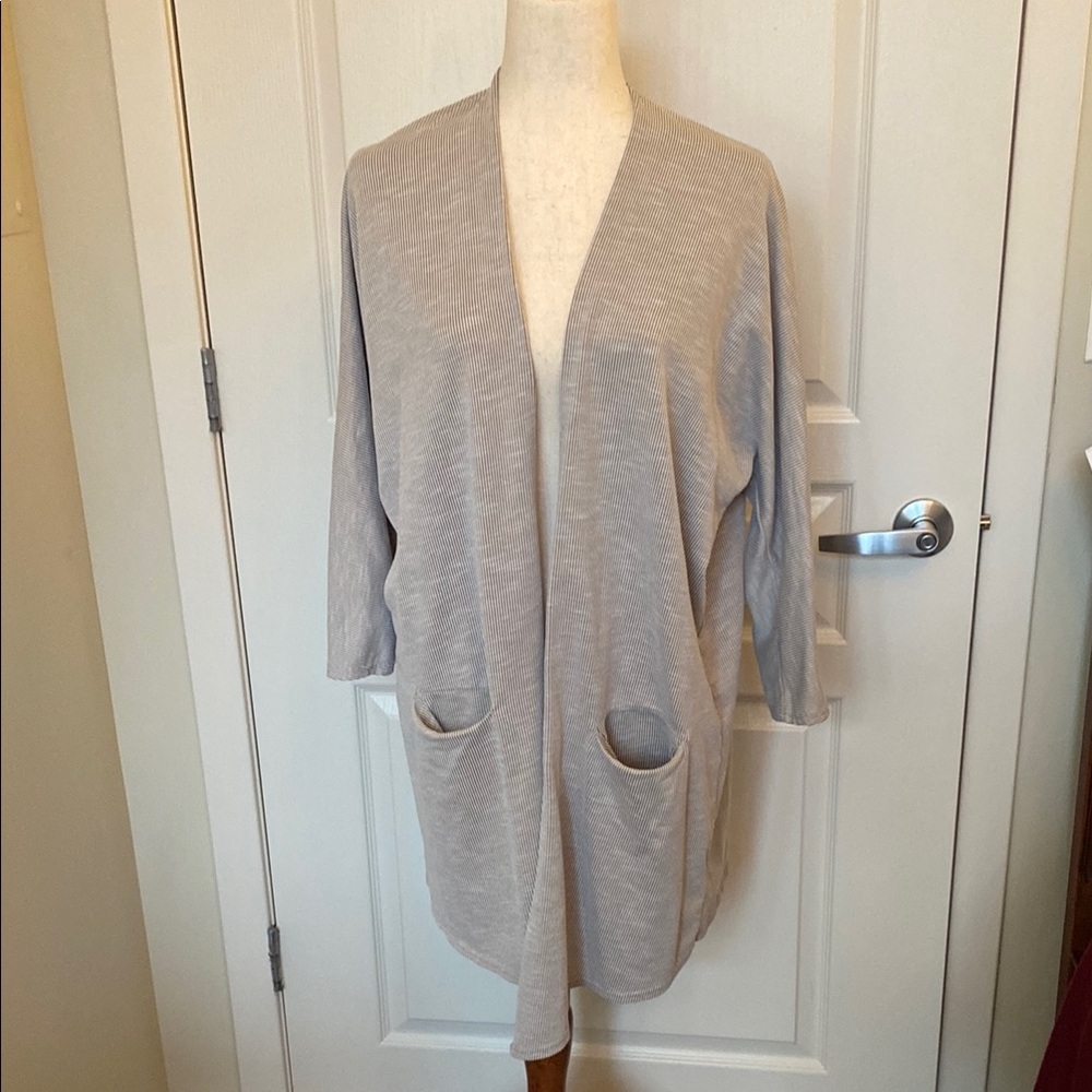 Tan Long Open-Front Cardigan by DONNI